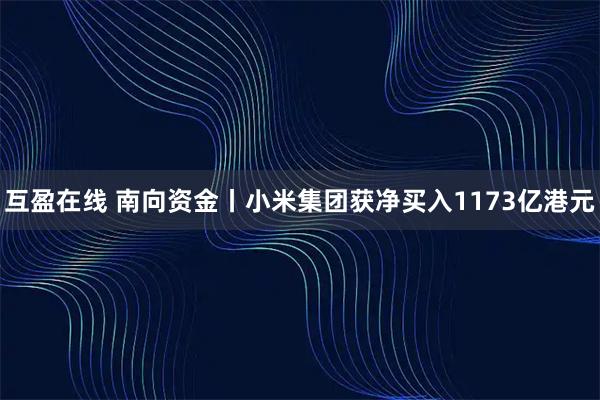 互盈在线 南向资金丨小米集团获净买入1173亿港元